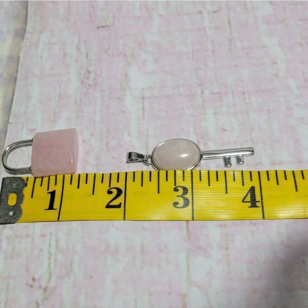Rose Quartz Lock & Key Pendant - Picture 10 of 14